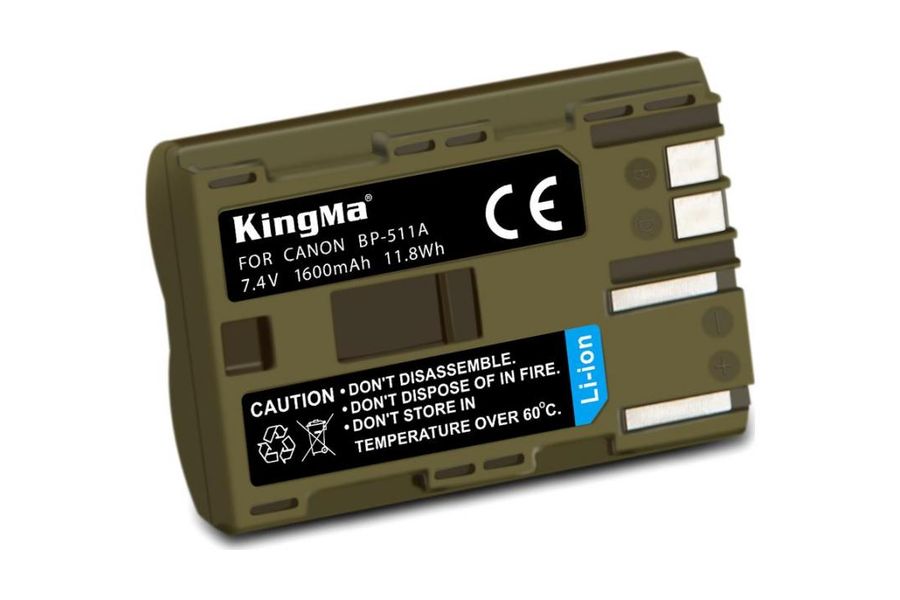 Акумулятор Canon BP-511 (KingMa) для EOS 5D EOS 10D EOS 20D EOS 30D EOS 40D (1600 mAh, 7.4V, 11.8 Wh)