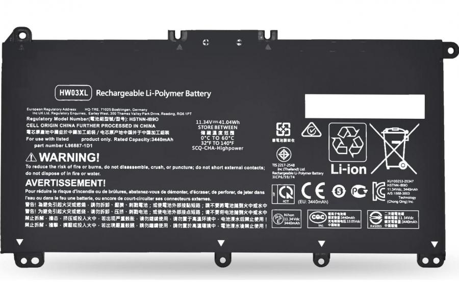 Акумуляторна батарея до ноутбука HP Laptop 17-cn009 (HW03XL) | 11.34V 41.04 Wh | Replacement