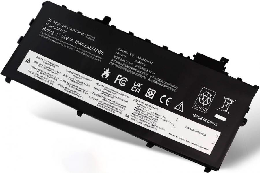 Акумуляторна батарея до ноутбука Lenovo ThinkPad X1 Carbon 2018 (01AV430) | 11.52V 57 Wh | Replacement