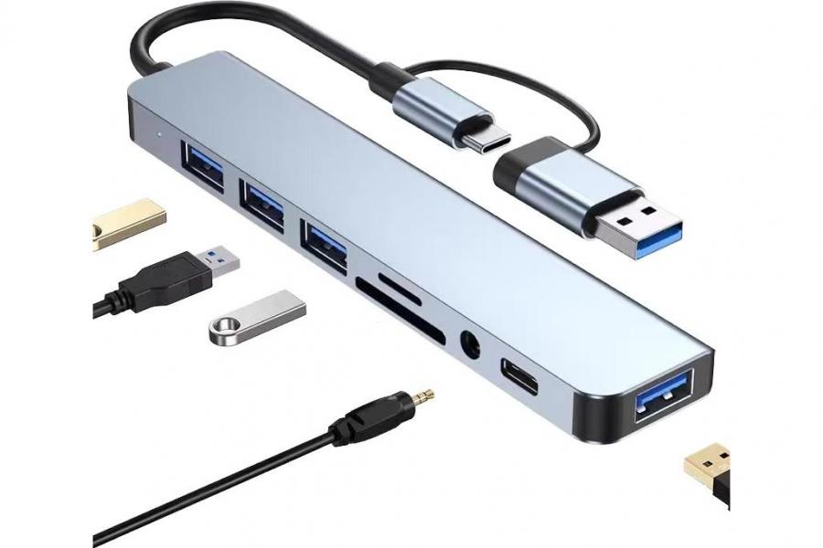 USB-C хаб Mindpure 8-в-2 багатофункціональна док-станція для ноутбуків