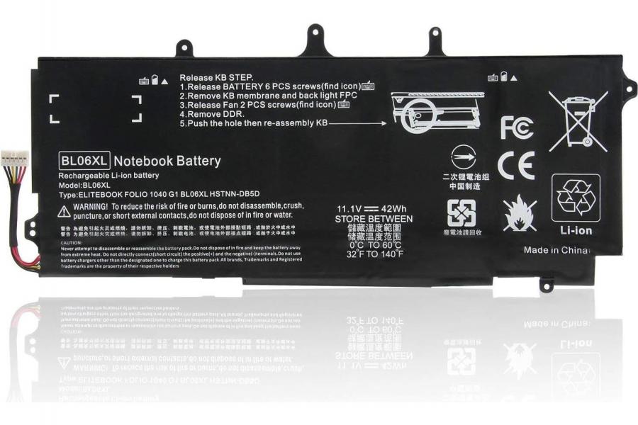 Акумуляторна батарея до ноутбука HP EliteBook Folio 1040 G2 (BL06XL) | 11.1V 40.0 Wh | Replacement