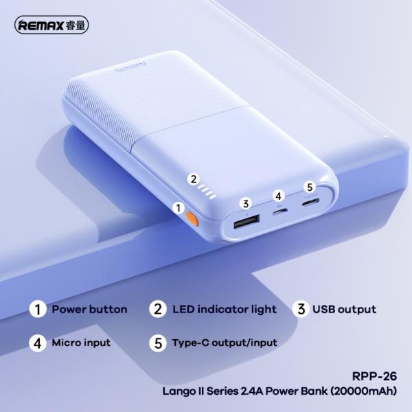 Remax 20000 mAh RPP-26 Blue (5V 2.4A)